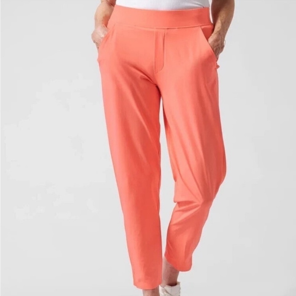 Athleta Brooklyn Ankle Athletic Stretch Pants Sunset Glow Coral za. View 3